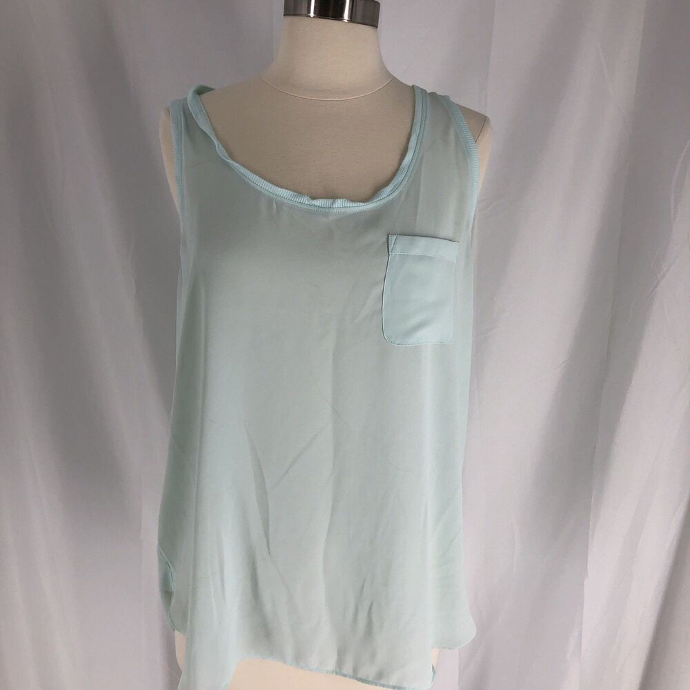 LOFT Sleeveless Blouse Tank Sheer Baby Blue Size Large